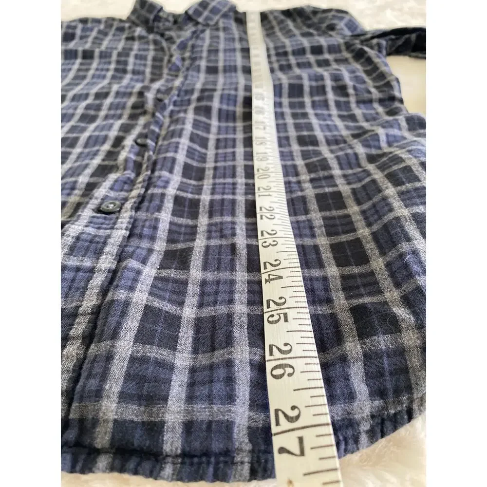 Banana‎ Republic Blue Gray Black Plaid Button Up Men’s Slim Fit Shirt Size M